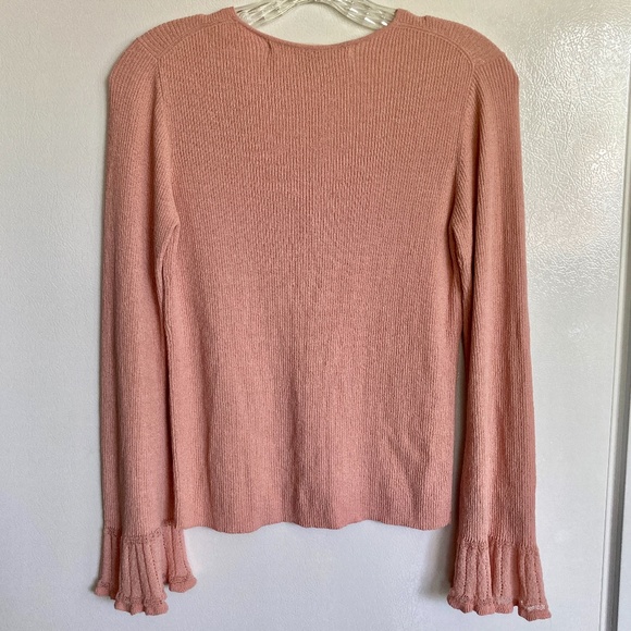 Peach MAX STUDIO Flutter Sleeve Cardigan Sweater - Picture 4 of 8